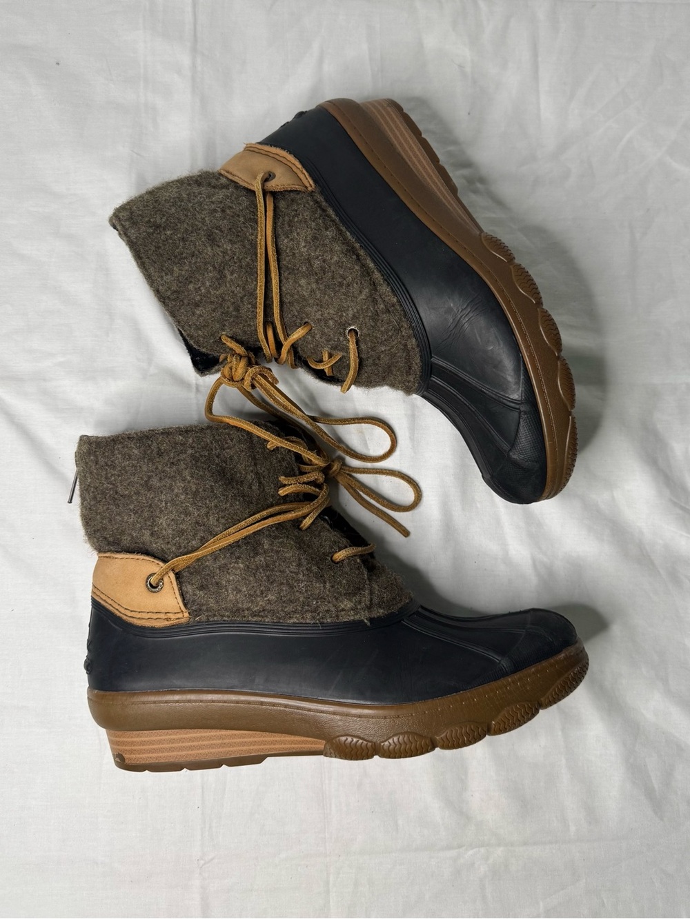 Sperry Saltwater Wedge Tide Wool Duck Boots 7.5M
